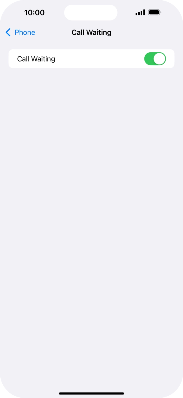 Press the indicator next to 'Call Waiting' to turn the function on or off.