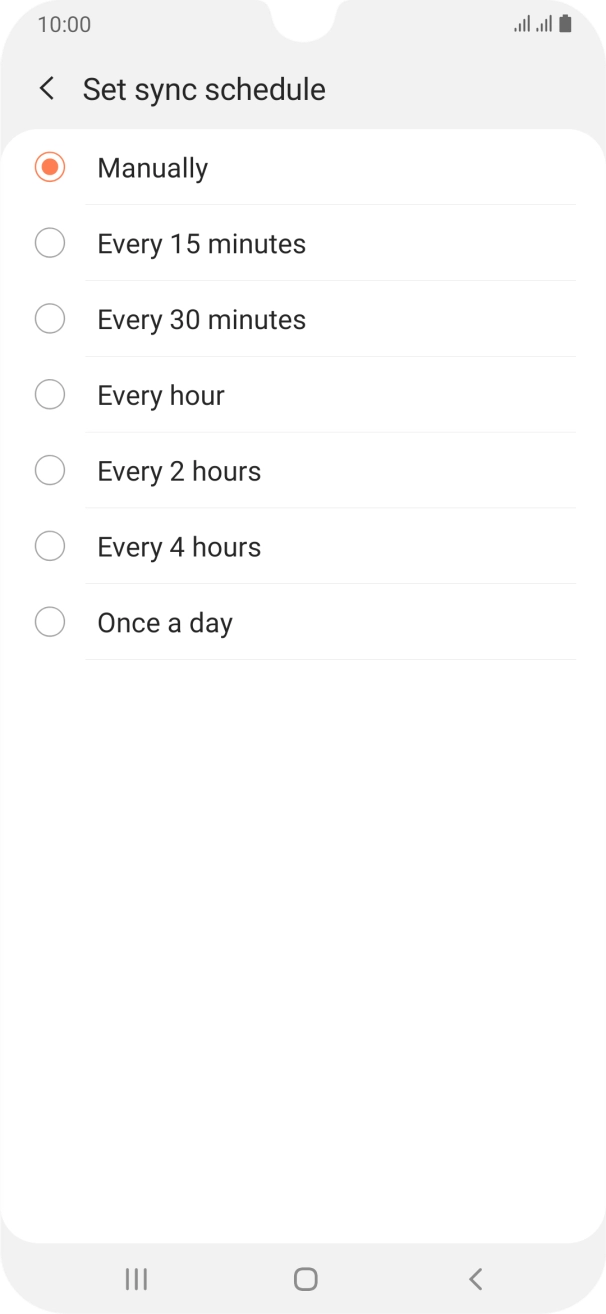 Press the required setting.