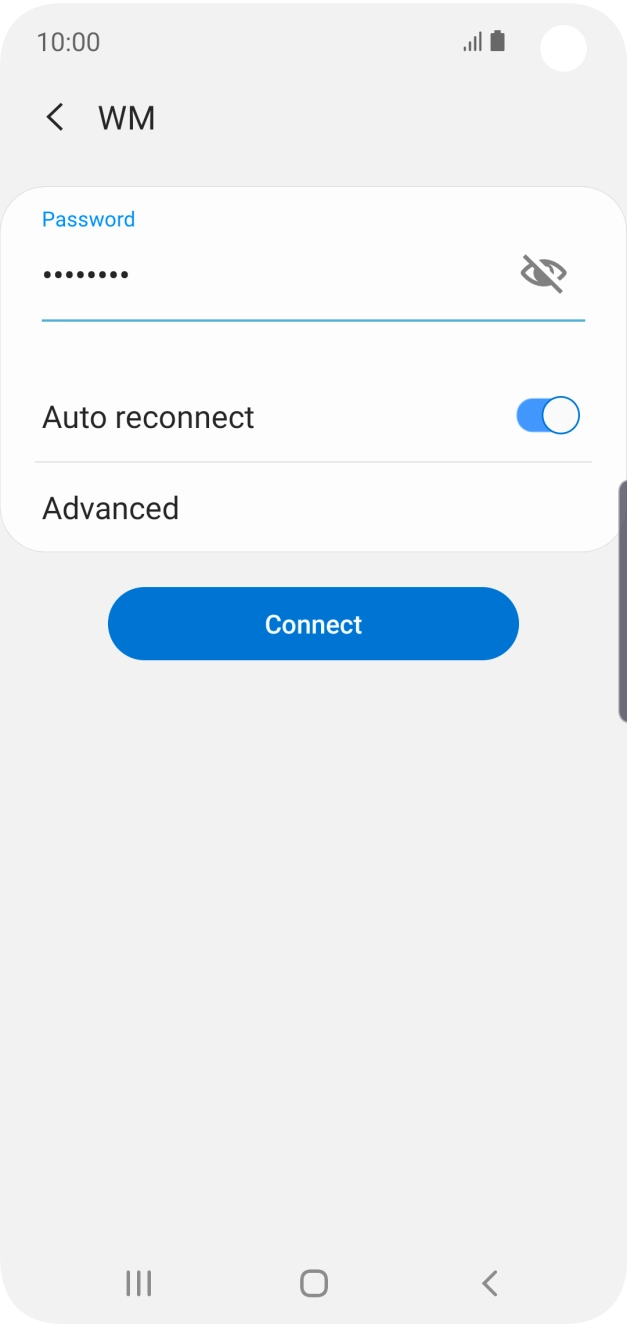 Key in the password for the WiFi network and press Connect.