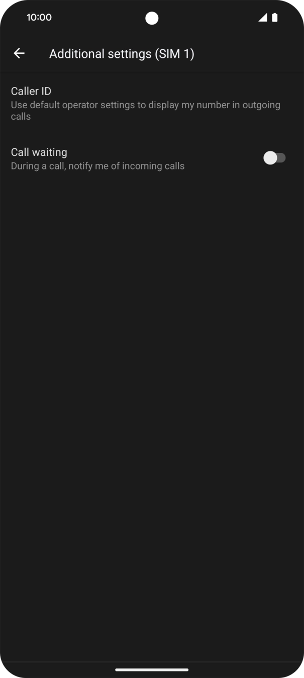 Press the indicator next to 'Call waiting' to turn the function on or off.