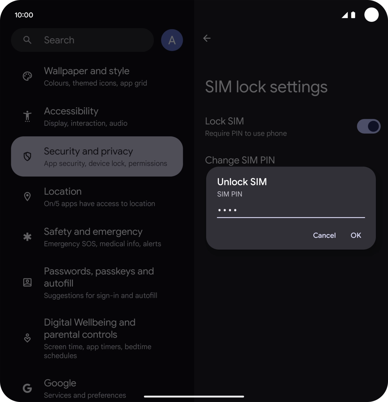 Key in your SIM PIN and press OK. The default SIM PIN is 0000.