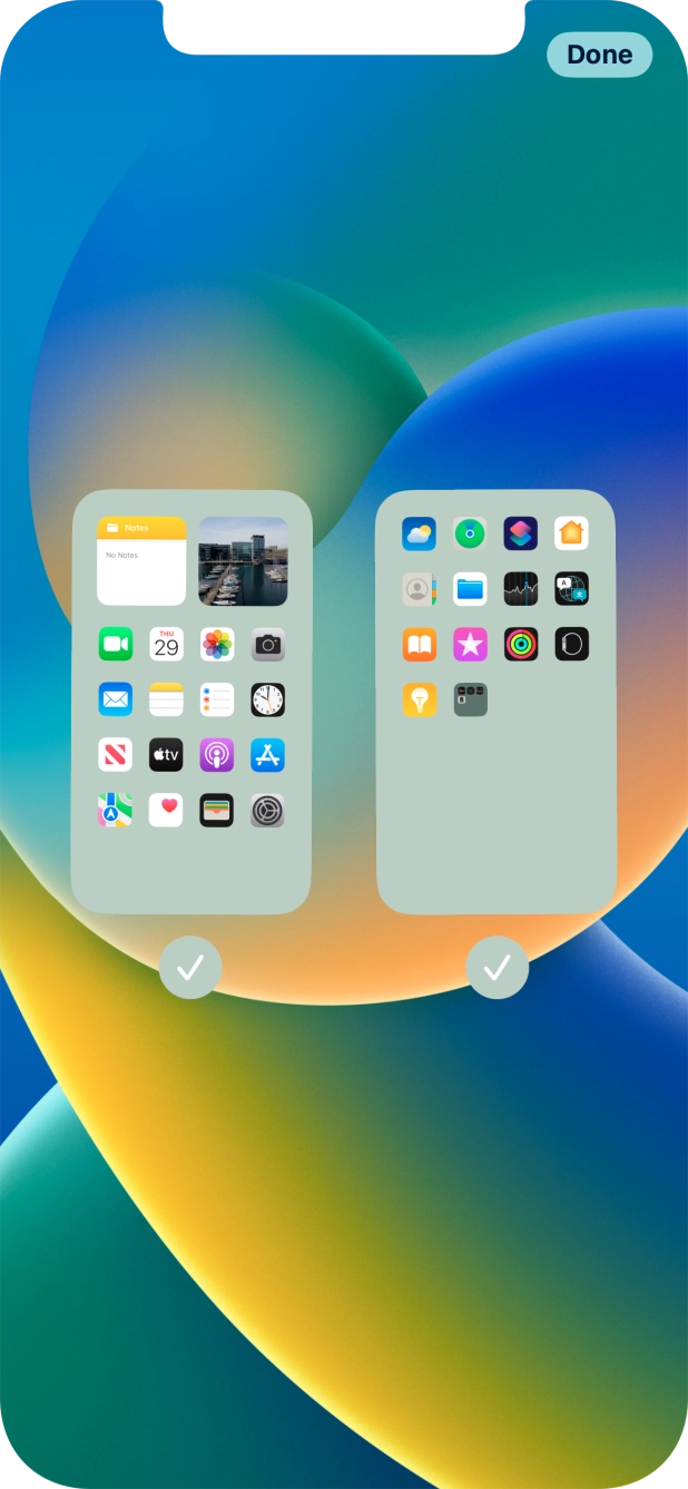 Press the fields below the required home screens to select or deselect them. Press the fields below the required home screens to select or deselect them.