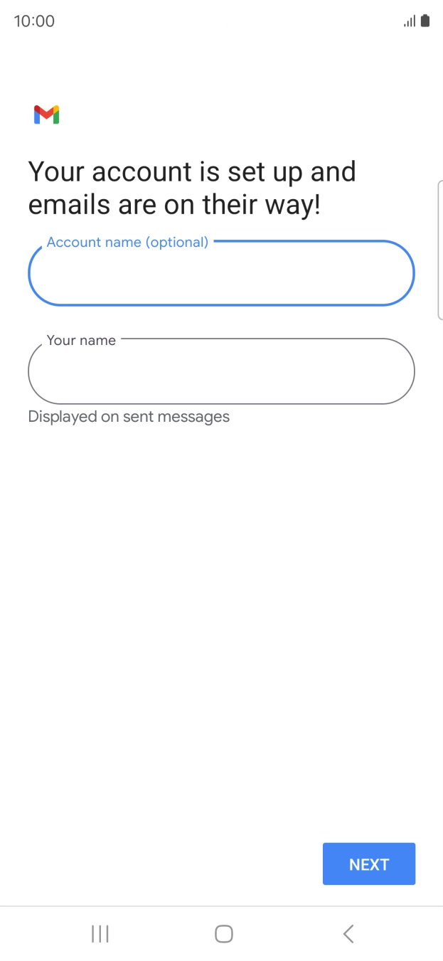 Press the field below 'Your name' and key in the required sender name. Press the field below 'Your name' and key in the required sender name.