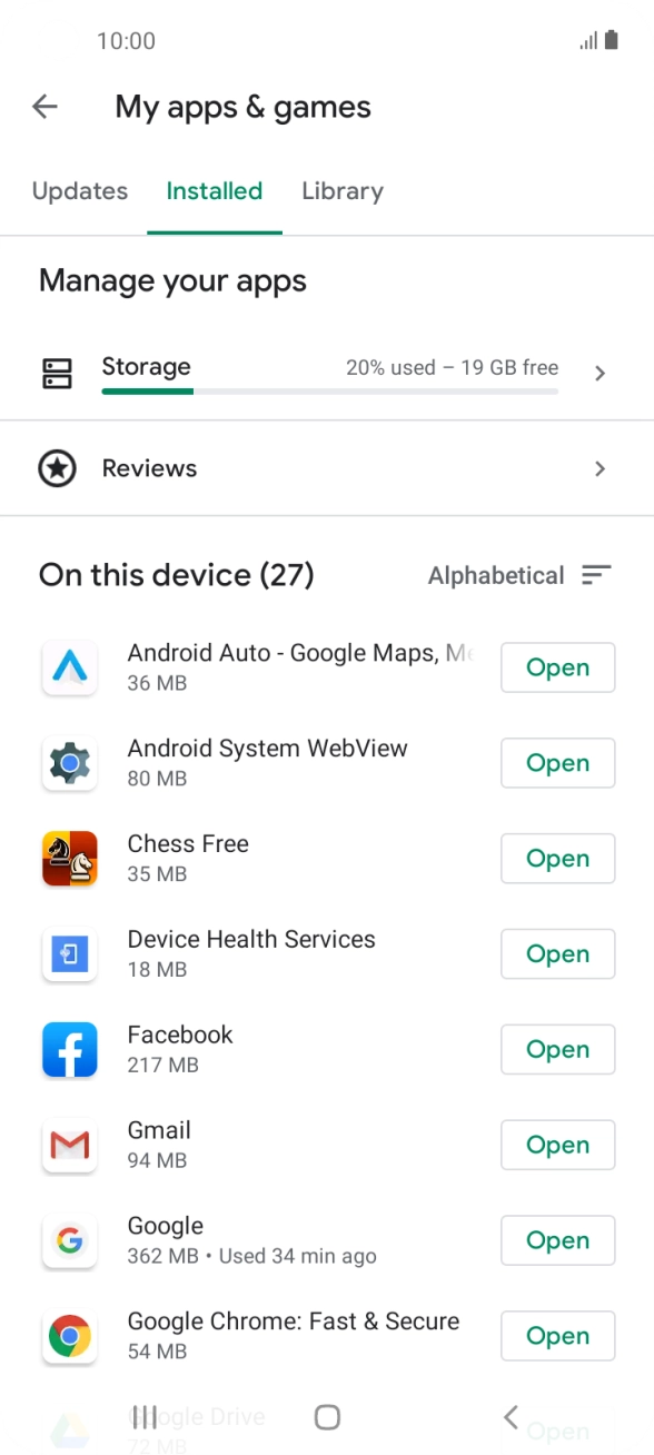 Press the required app.