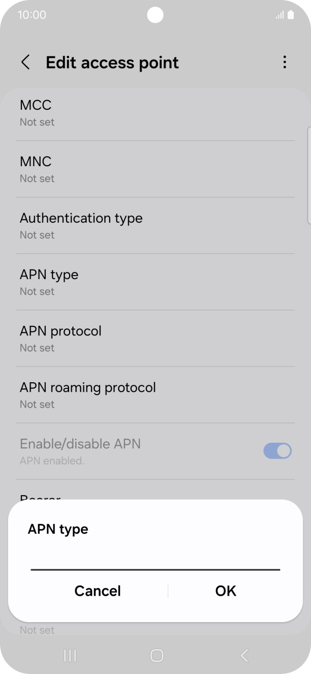 Key in default and press OK. Key in default and press OK.