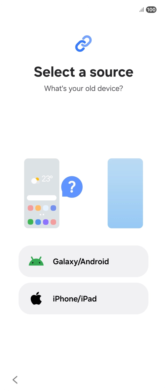 Press the required setting and follow the instructions on the screen to transfer the content from another phone.