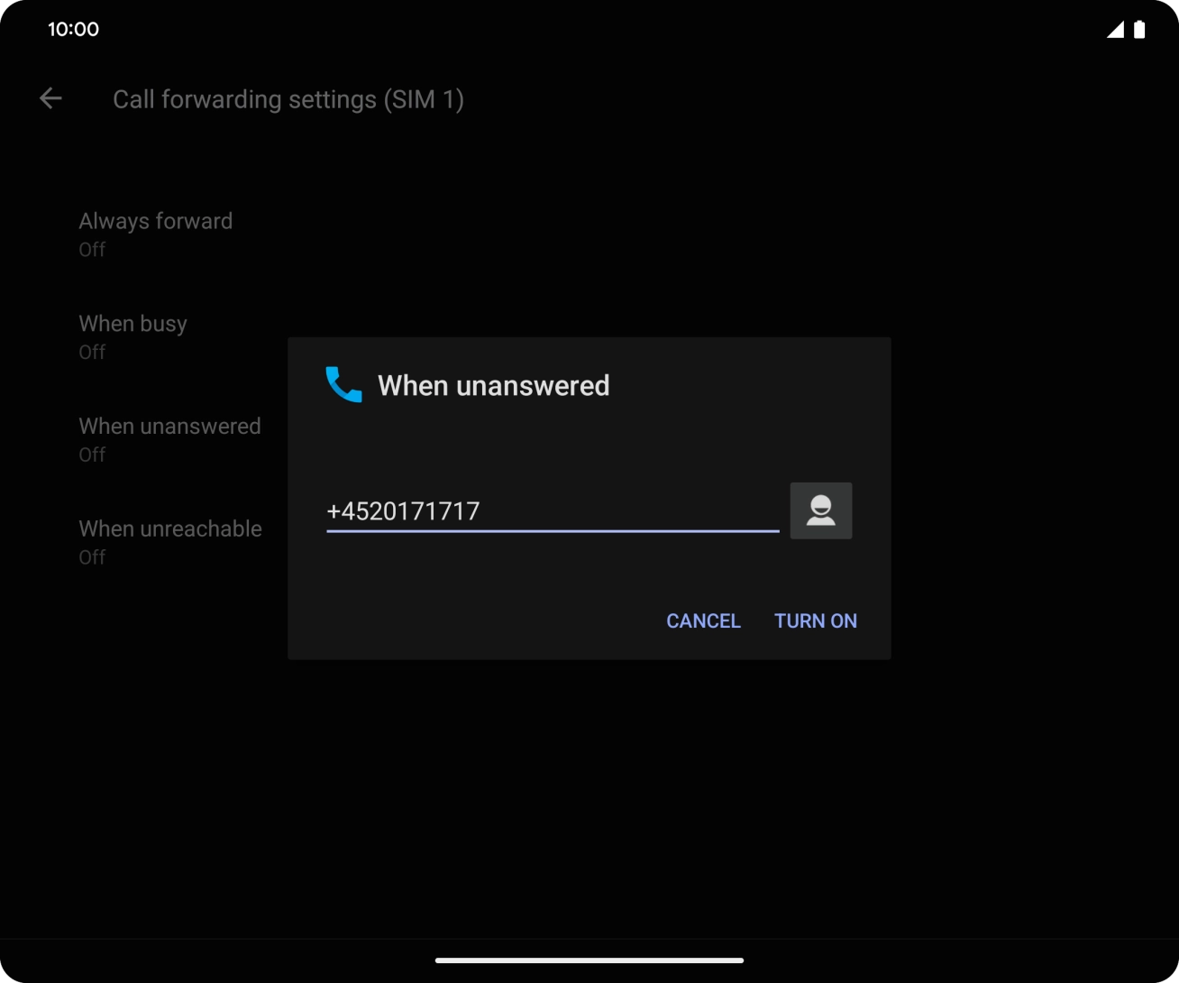 Key in 901 and press TURN ON.