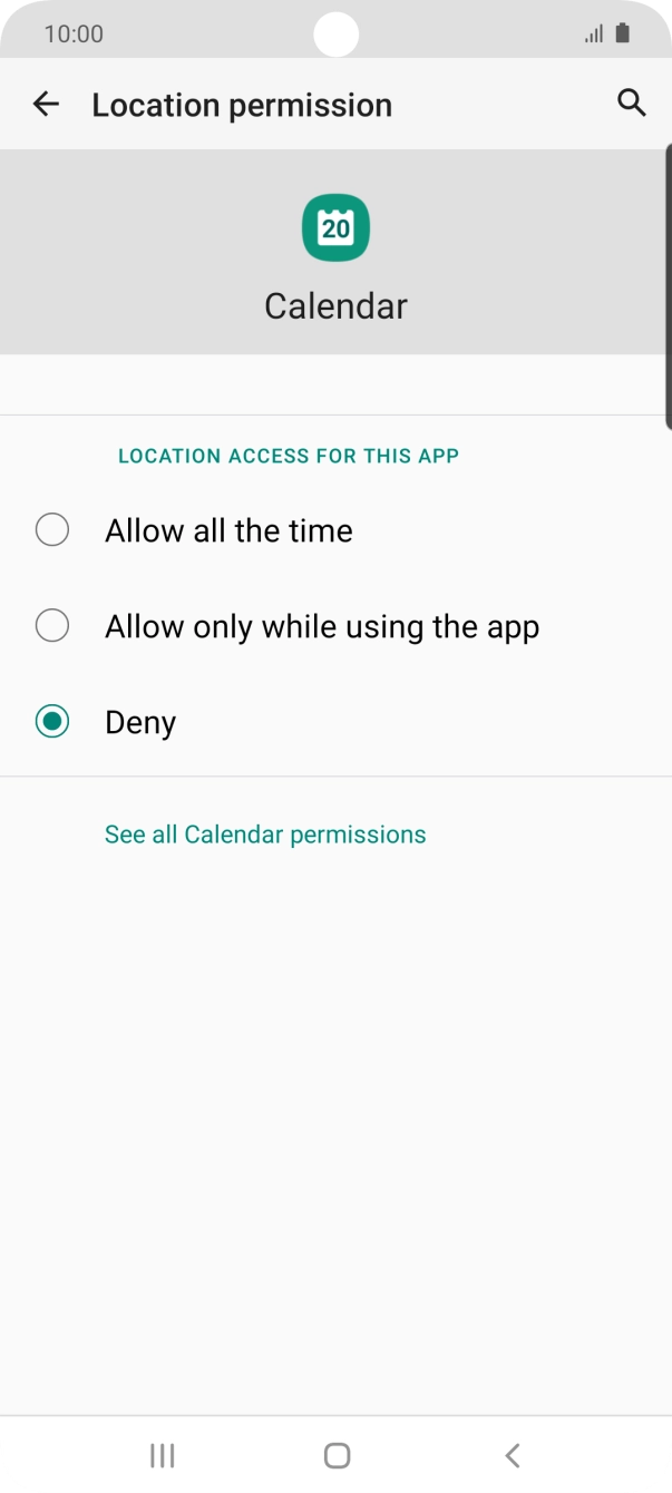 Press the required setting.