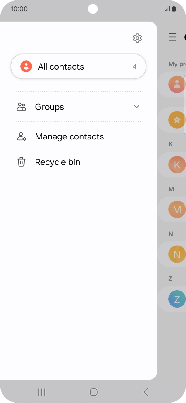 Press Manage contacts. Press Manage contacts.