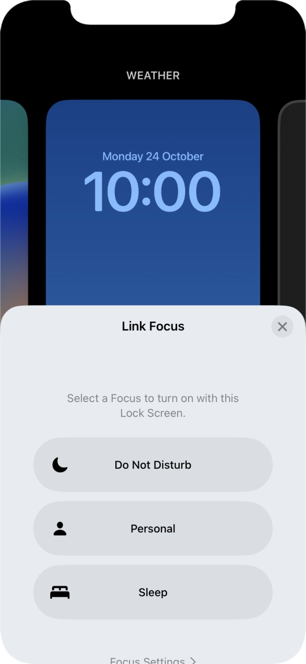 Press the required focus mode. Press the required focus mode.