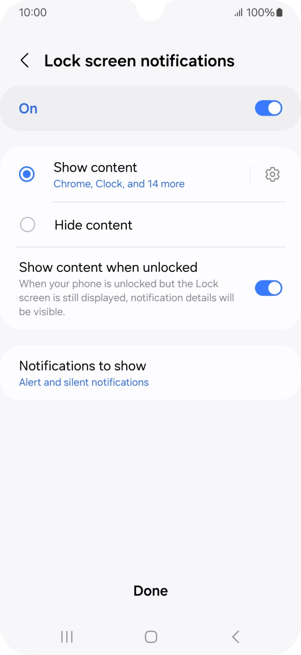 Press the required settings to turn them on or off.