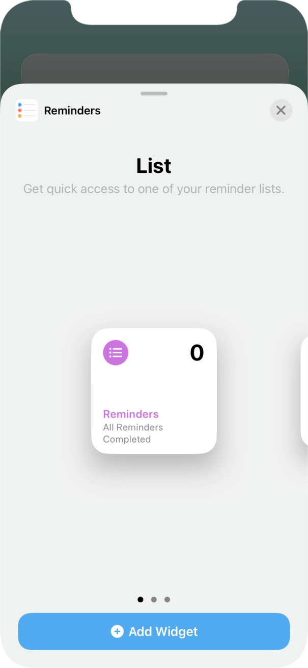 Slide your finger right or left on the screen to select the required widget size. Slide your finger right or left on the screen to select the required widget size.