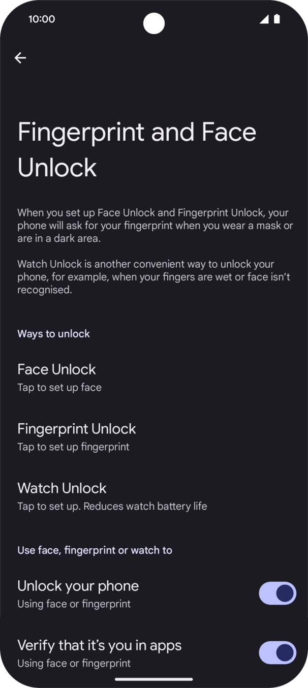 Press Fingerprint Unlock.