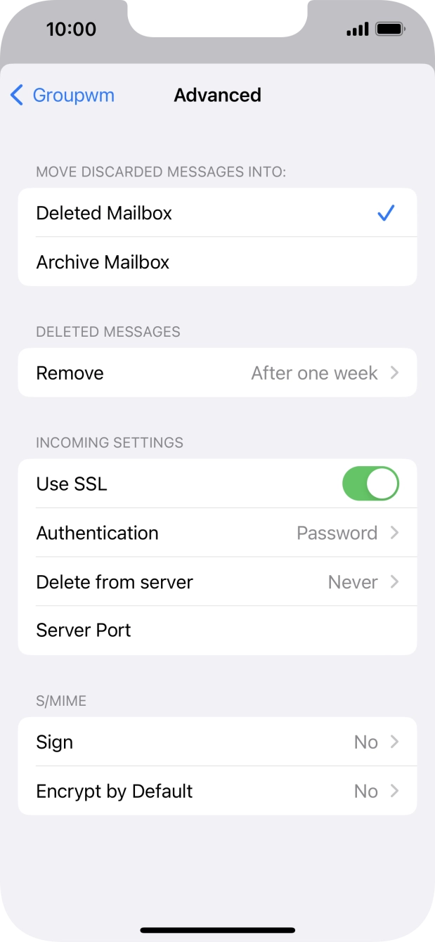 Press the indicator next to 'Use SSL' to turn off the function. Press the indicator next to 'Use SSL' to turn off the function.