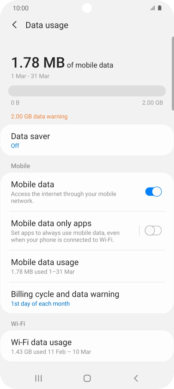 The total data usage is displayed.