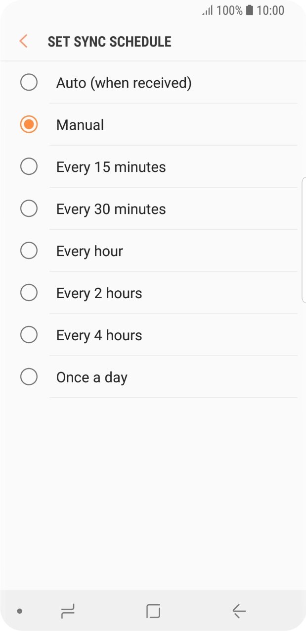 Press the required setting. Press the required setting.