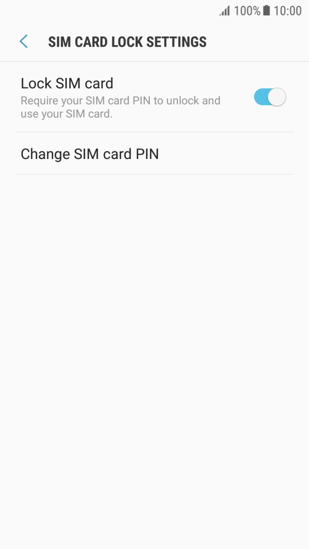 Press the indicator next to 'Lock SIM card' to turn the function on or off.