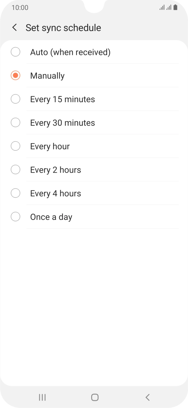 Press the required setting.
