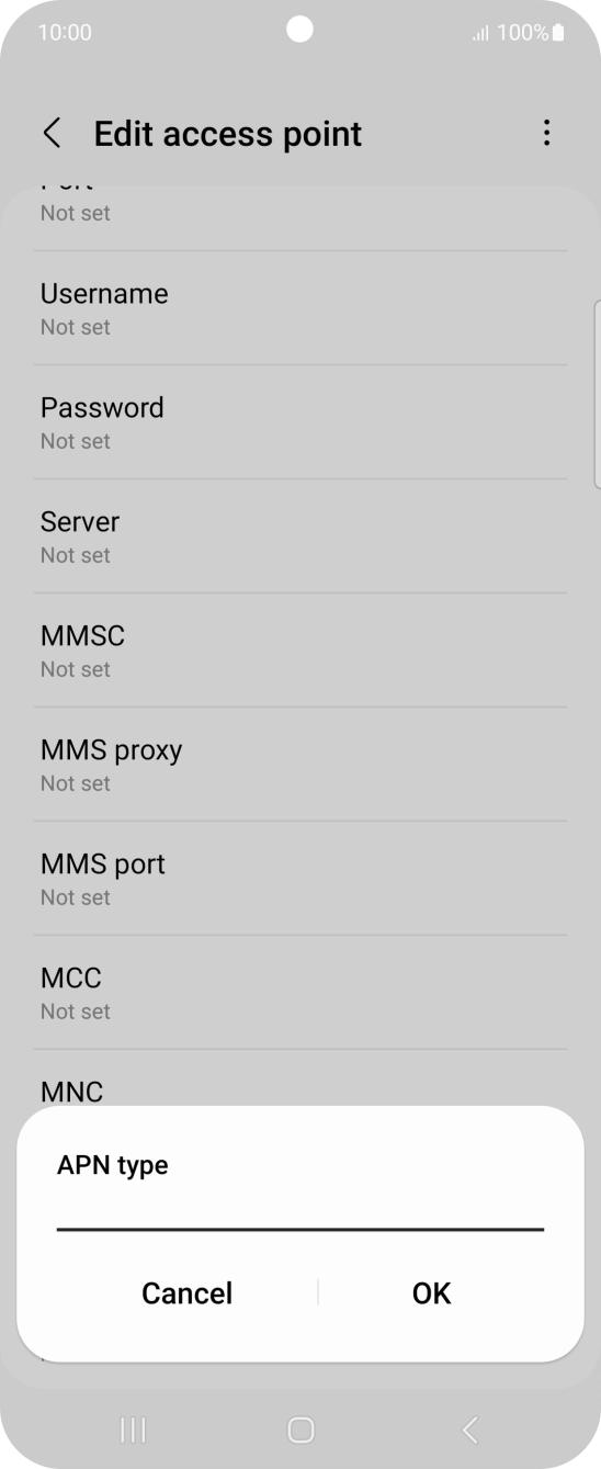 Key in default and press OK. Key in default and press OK.