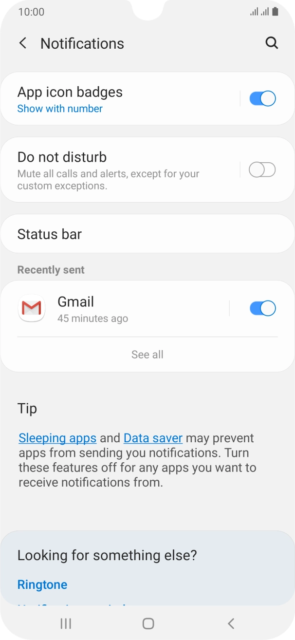 Press the indicators next to the required apps to turn the function on or off.