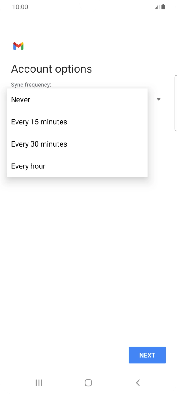 Press the required setting.