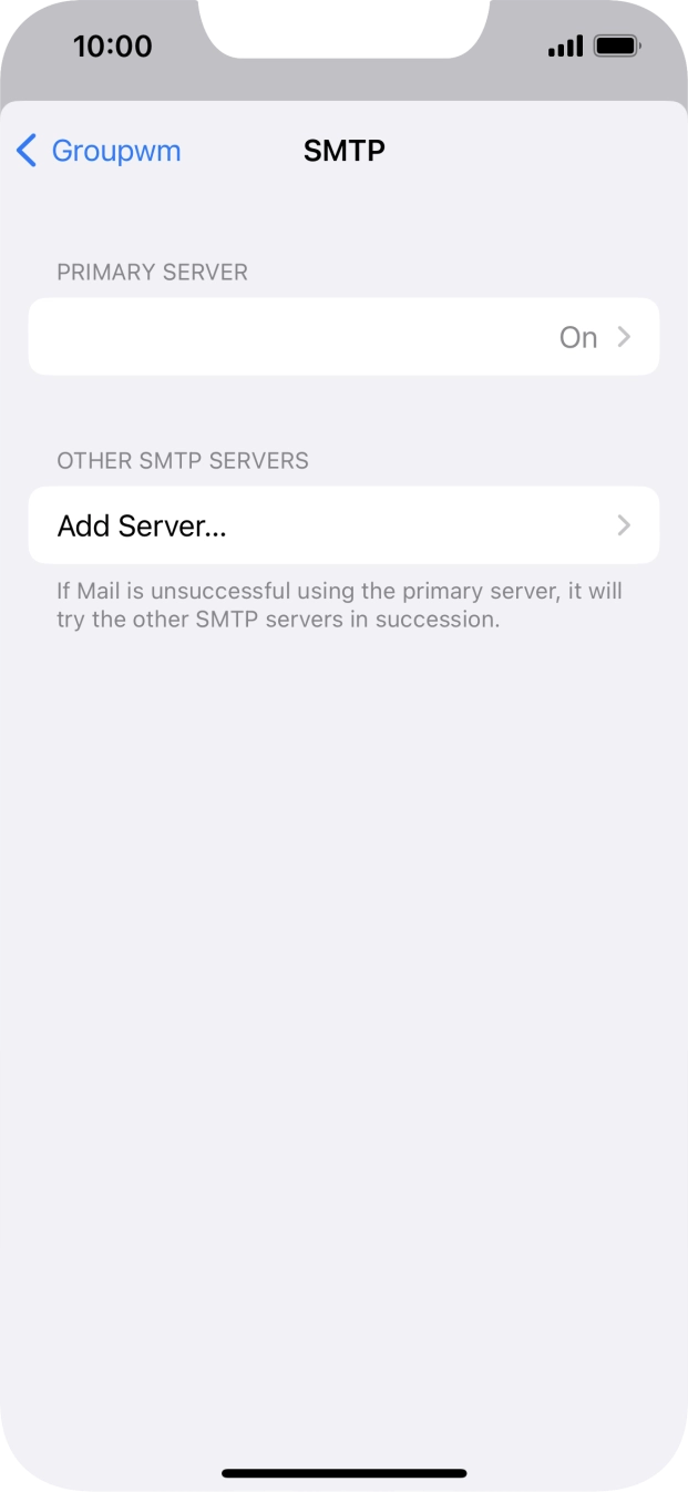 Press the field below 'PRIMARY SERVER'. Press the field below 'PRIMARY SERVER'.