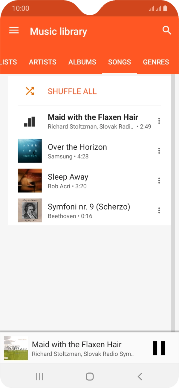 Press the song title at the bottom of the screen.