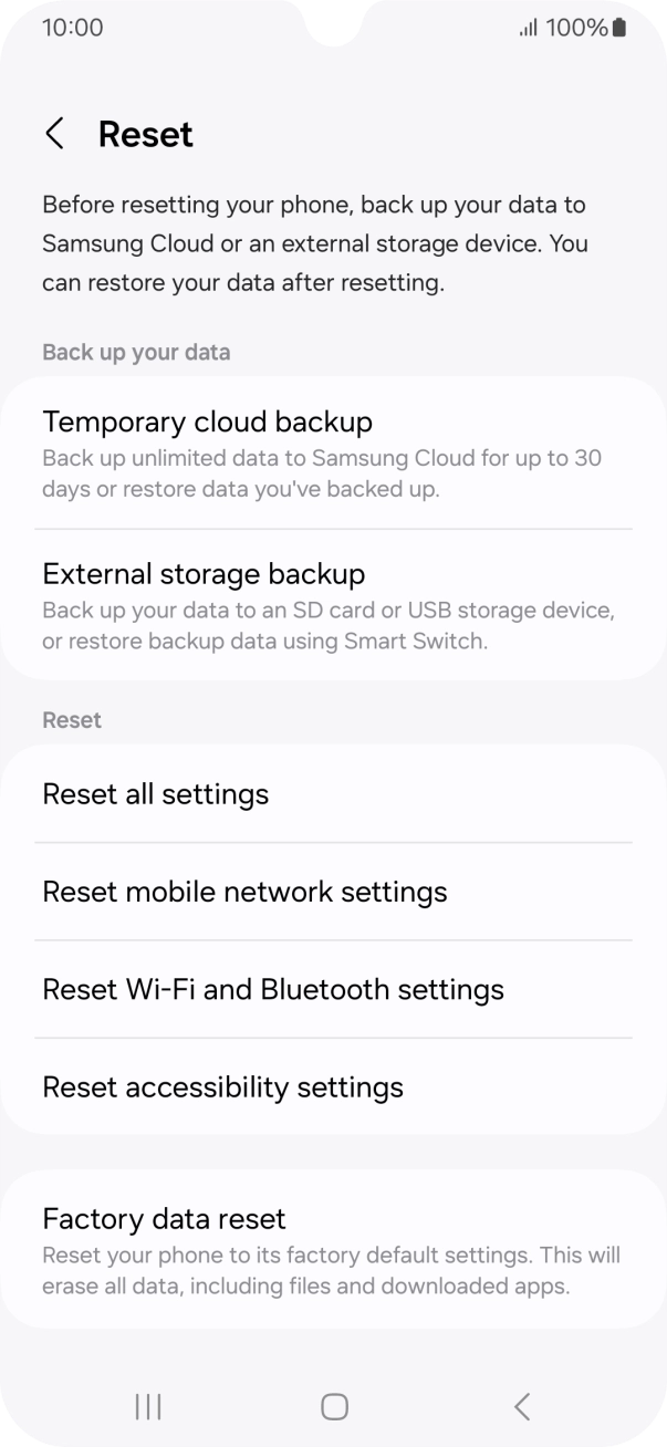 Press Factory data reset.