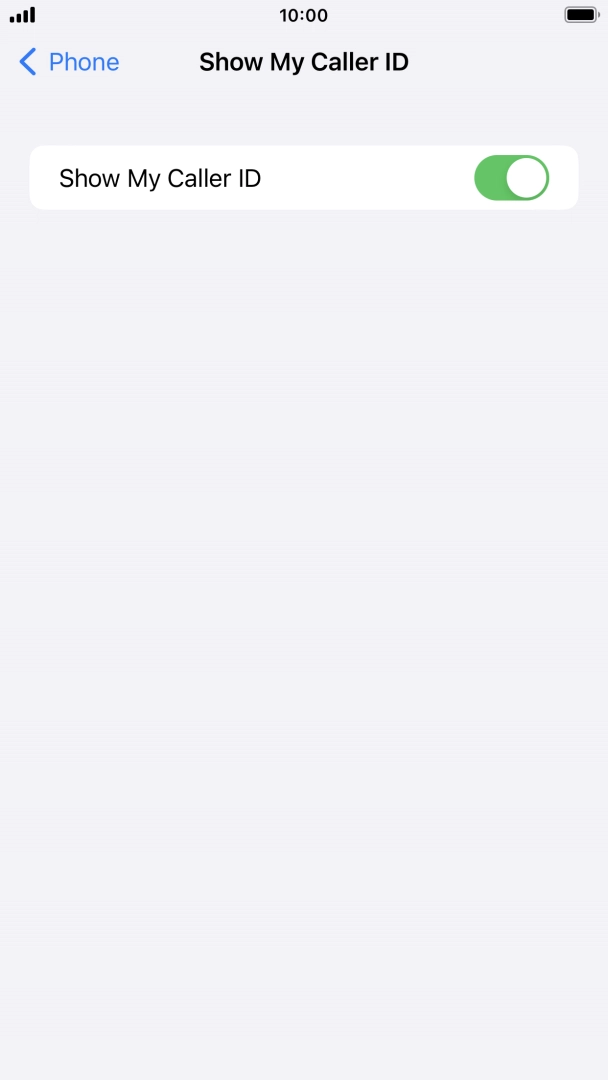 Press the indicator next to 'Show My Caller ID' to turn the function on or off.