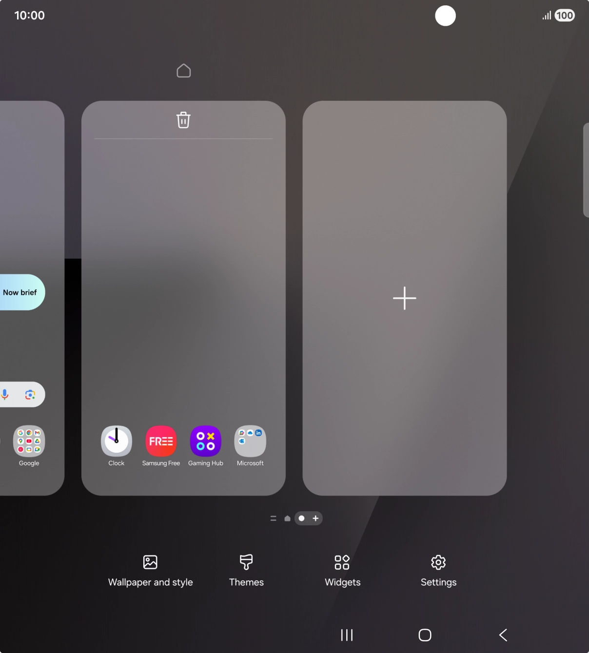 Press the add icon to add a home screen page.