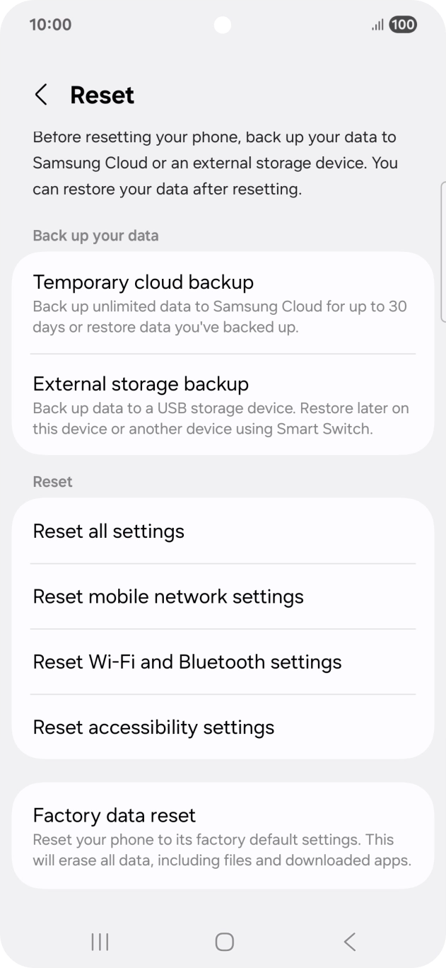 Press Factory data reset.
