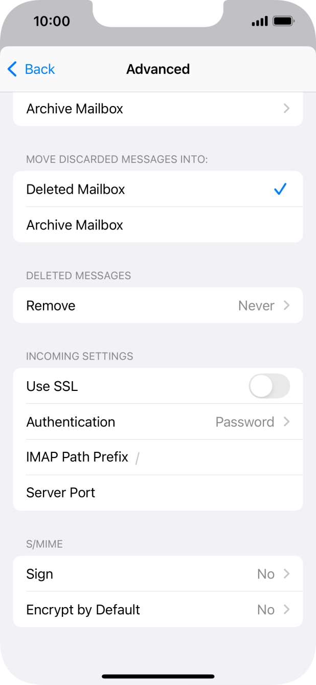 Press the indicator next to 'Use SSL' to turn on the function.