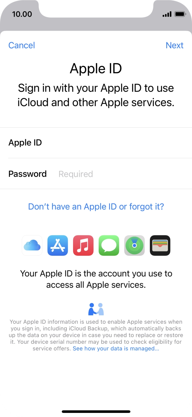 Press the field next to 'Password' and key in the password for your Apple ID.