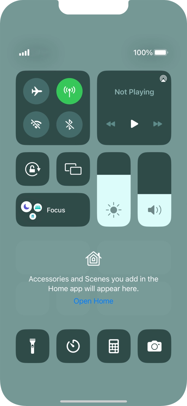 Press the flight mode icon to turn the function on or off.