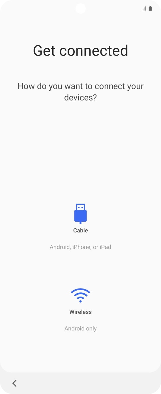 Press the required transfer method and follow the instructions on the screen to transfer the content from another phone.