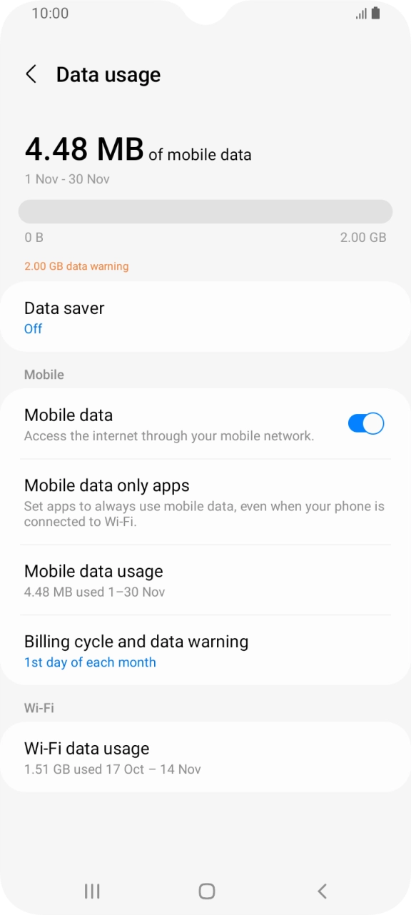 The total data usage is displayed.