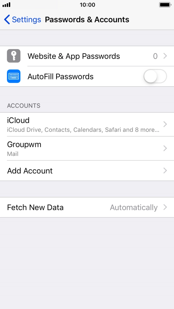 Press the name of the email account you've just set up. Press the name of the email account you've just set up.