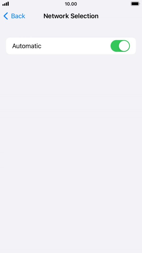 Press the indicator next to 'Automatic' to turn automatic network selection on or off.
