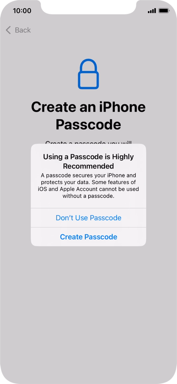 If you turn off the function, press Don't Use Passcode. If you turn off the function, press Don't Use Passcode.