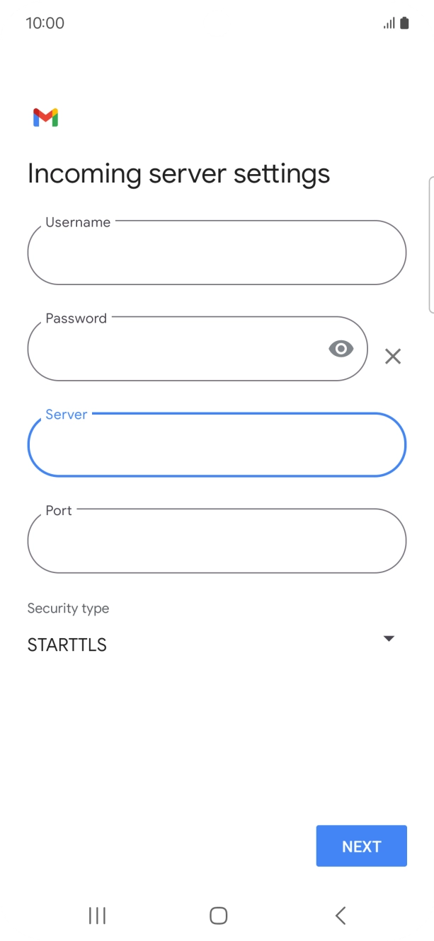 Press the field below 'Port' and key in 993.
