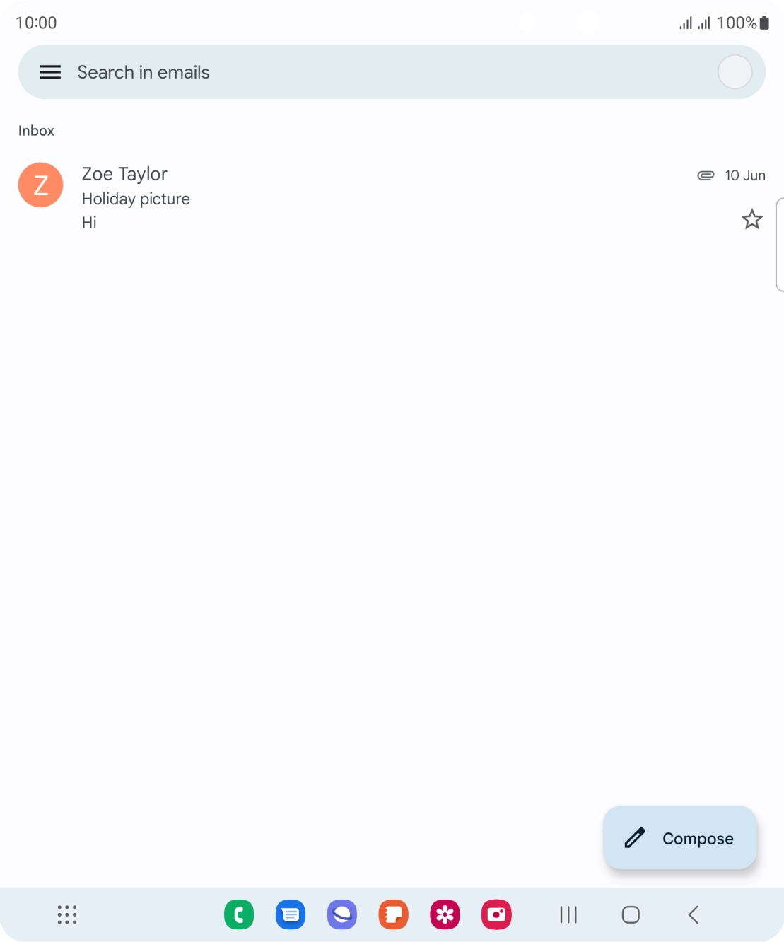 Press the email account icon.