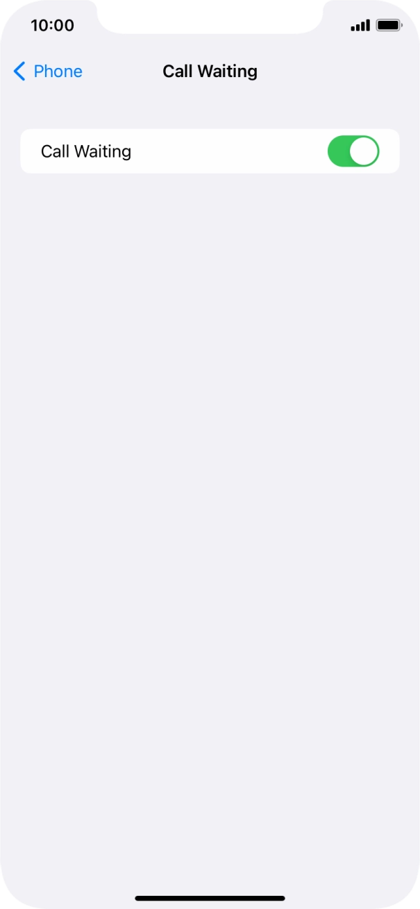 Press the indicator next to 'Call Waiting' to turn the function on or off.