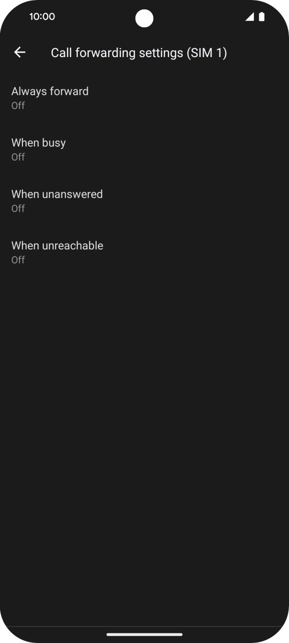 Press the required divert type. Press the required divert type.