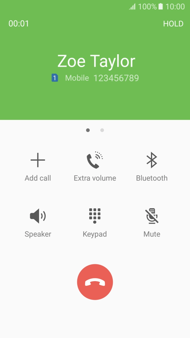 Press the end call icon.