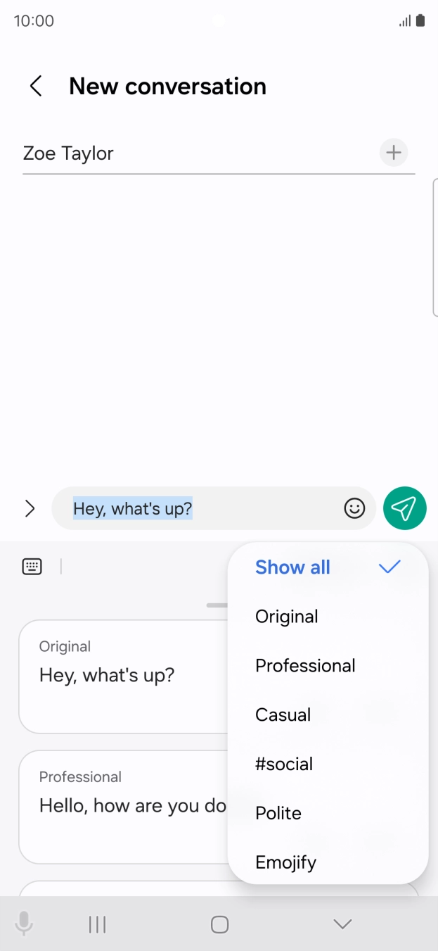 Press the required style of writing.