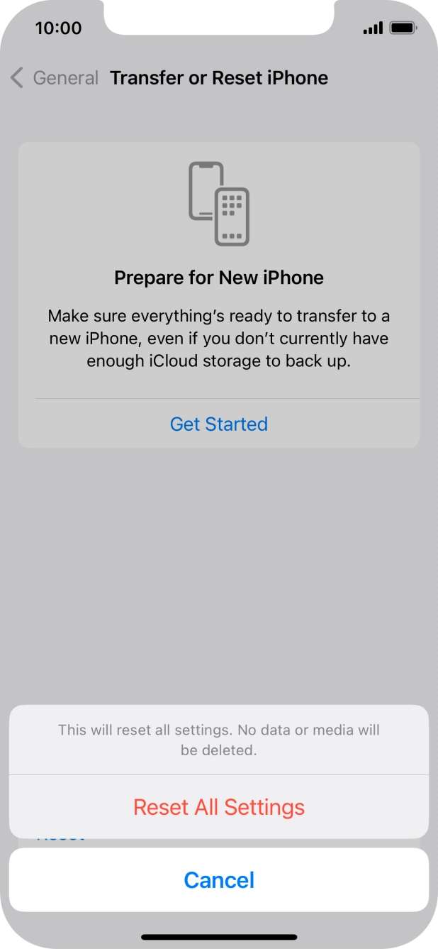 Press Reset All Settings.