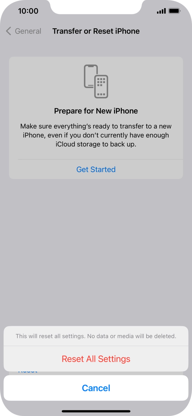 Press Reset All Settings.