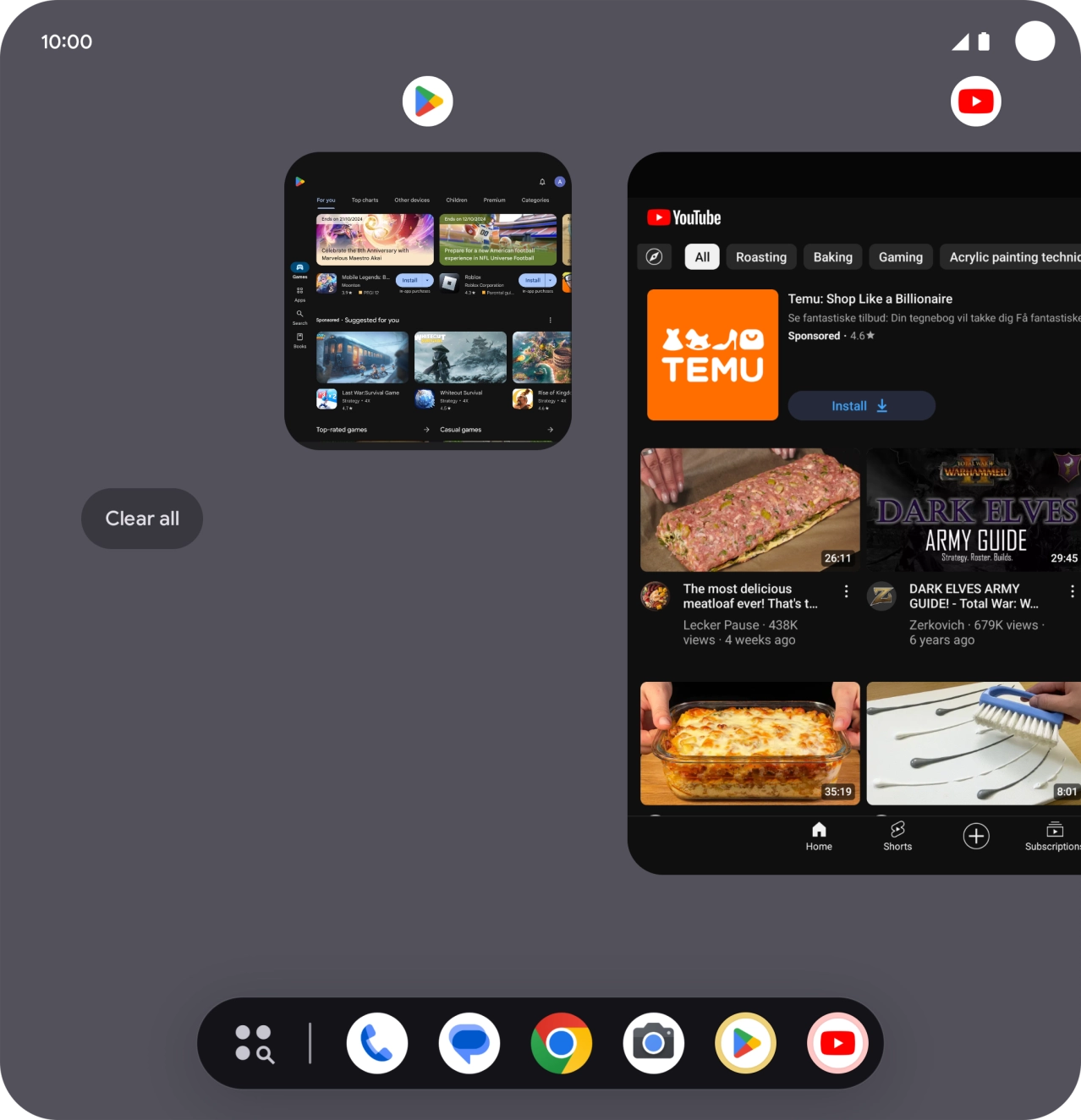 Press Clear all. Press Clear all.