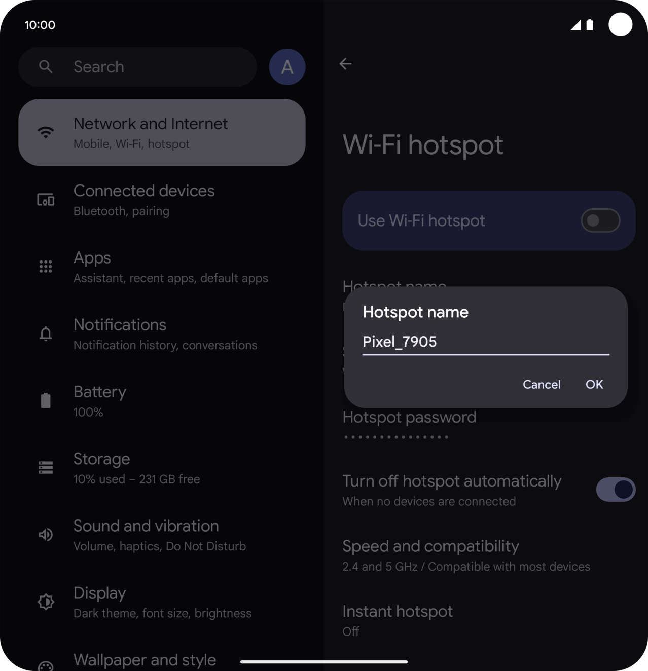 Key in the required WiFi hotspot name and press OK.