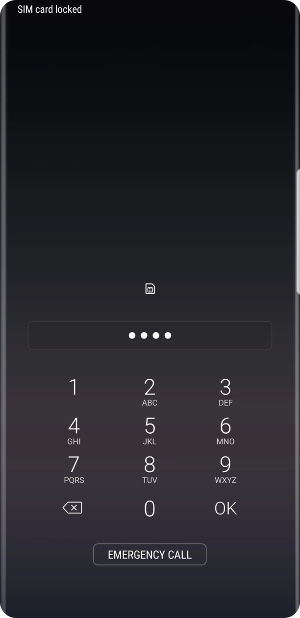 Key in your SIM PIN and press OK. The default SIM PIN is 0000.